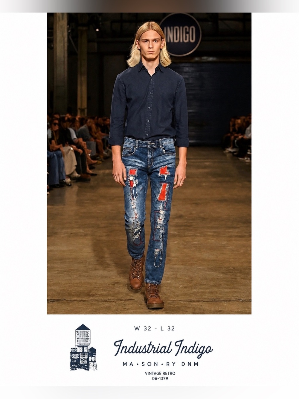 Indigo Men's Slim Jeans with Red Accents